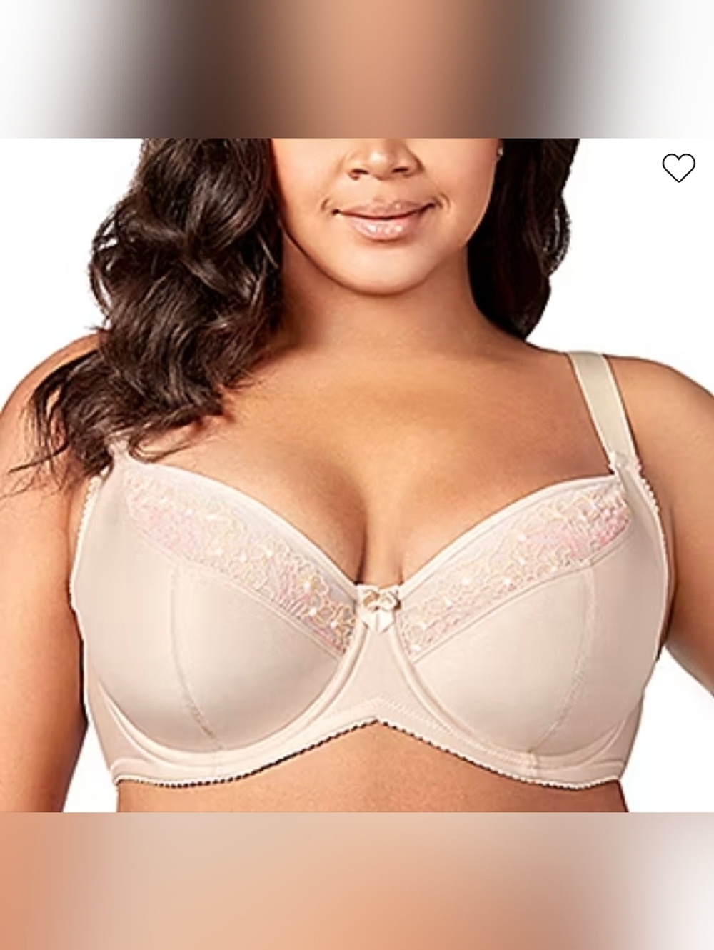Elila Star Curves Underwire Bra 2918 Beige Size 38H Floral Emroidery